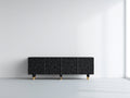 Meuble d'entrée - Bois-Métal - 160 x 38 x 72 cm - Noir-Doré - Style contemporain sculptural