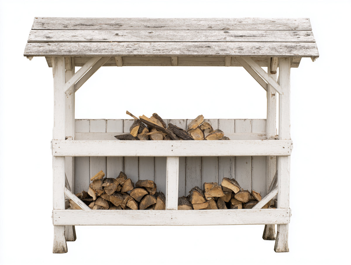 Abri à bûches - Bois - 175 x 80 x 165 cm - Blanc vieilli-Bois naturel - Style rustique