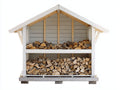 Abri à bûches - Bois - 180 x 85 x 175 cm - Blanc-Bois naturel-Gris clair - Style rustique