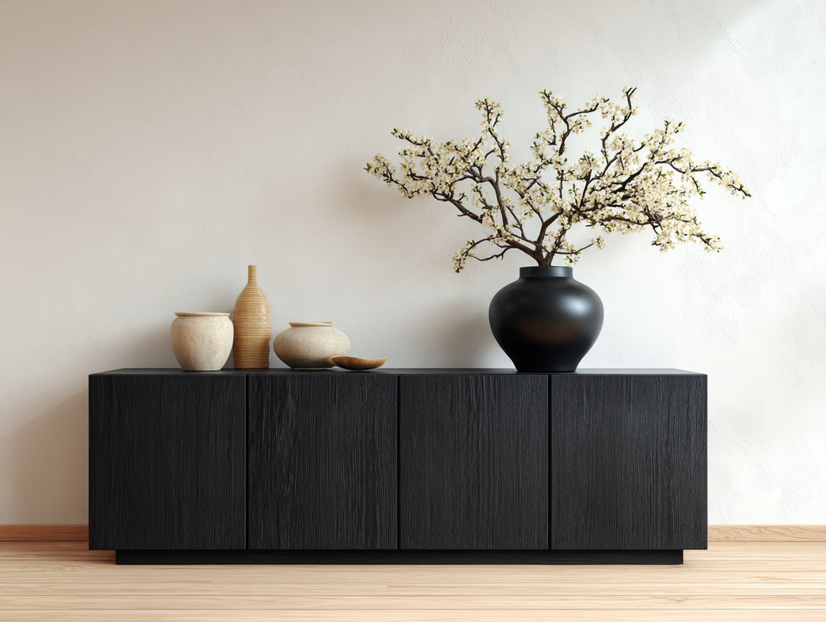 Meuble d'entrée - Bois - 180 x 40 x 75 cm - Noir - Style moderne minimaliste