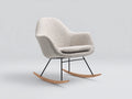 Fauteuil à bascule - tissu bouclé-métal-bois - 93 x 71 x 91 cm - beige clair-bois naturel-noir - style scandinave