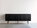 Meuble d'entrée - Bois-Métal - 180 x 40 x 79 cm - Noir-Doré - Style contemporain épuré