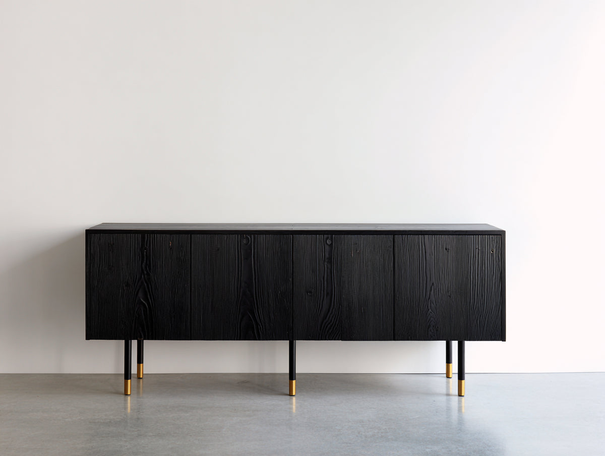 Meuble d'entrée - Bois-Métal - 180 x 40 x 79 cm - Noir-Doré - Style contemporain épuré