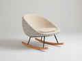 Fauteuil à bascule - tissu bouclé-métal-bois - 96 x 78 x 82 cm - crème-gris moucheté-bois naturel-noir - style contemporain