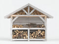 Abri à bûches - Bois - 180 x 85 x 185 cm - Blanc vieilli - Style rustique