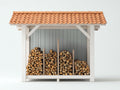 Abri à bûches - Bois-Terre cuite - 200 x 85 x 175 cm - Blanc-Gris-Terracotta - Style rustique