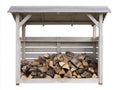 Abri à bûches - Bois - 180 x 80 x 165 cm - Blanc vieilli-Gris clair - Style rustique