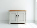 Buffet - Bois-Métal - 100 x 42 x 85 cm - Blanc cassé-Bois naturel - Style campagne chic