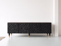 Meuble d'entrée - Bois-Métal - 180 x 40 x 76 cm - Noir-Doré - Style contemporain sculptural