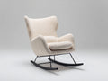 Fauteuil à bascule - tissu bouclé-métal-bois - 95 x 74 x 104 cm - crème-noir - style contemporain