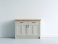 Buffet - Bois-Métal - 105 x 42 x 90 cm - Blanc cassé-Bois naturel - Style campagne moderne