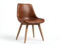 Chaise de salle à manger-Similicuir-Bois-54 x 48 x 82 cm-Marron-Bois naturel-Style contemporain
