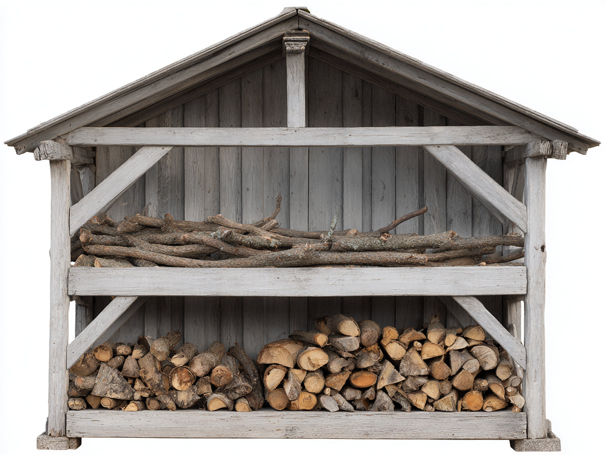 Abri à bûches - Bois - 190 x 80 x 175 cm - Gris clair-Gris foncé - Style rustique