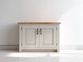 Buffet - Bois-Métal - 100 x 40 x 85 cm - Blanc cassé-Bois naturel - Style campagne moderne