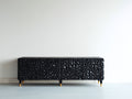 Meuble d'entrée - Bois-Métal - 175 x 40 x 76 cm - Noir-Doré - Style contemporain sculptural
