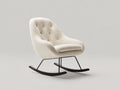Fauteuil à bascule - tissu bouclé-métal-bois - 92 x 73 x 94 cm - crème-noir-bois foncé - style moderne