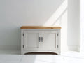 Buffet - Bois-Métal - 95 x 40 x 85 cm - Blanc cassé-Bois naturel - Style campagne moderne