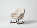 Fauteuil à bascule - tissu bouclé-métal-bois - 89 x 71 x 93 cm - blanc cassé-bois brun-noir - style scandinave