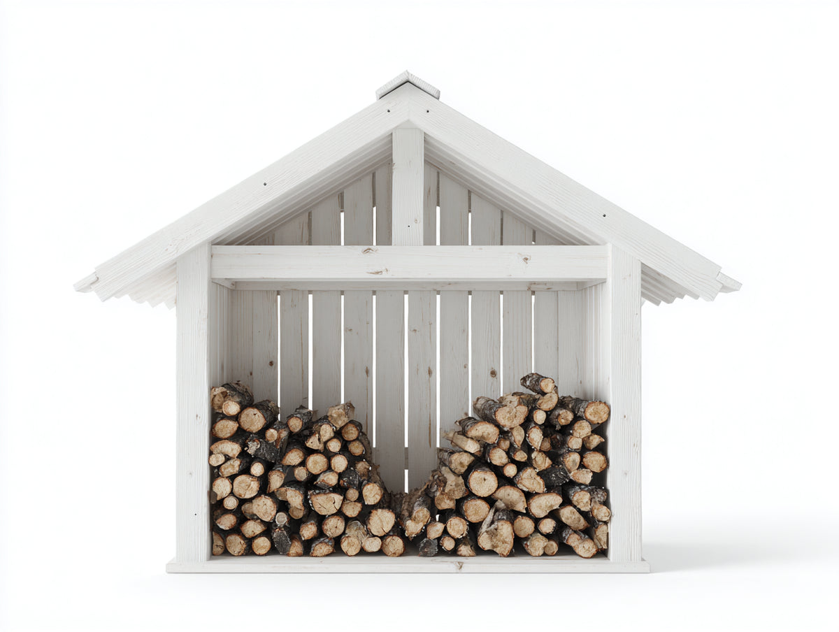 Abri à bûches - Bois - 170 x 80 x 175 cm - Blanc - Style rustique