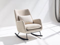 Fauteuil à bascule - tissu bouclé-métal-bois - 92 x 75 x 100 cm - beige clair-noir - style contemporain