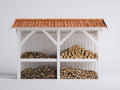 Abri à bûches - Bois-Terre cuite - 210 x 90 x 180 cm - Blanc-Terracotta - Style traditionnel
