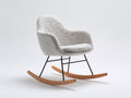 Fauteuil à bascule - tissu bouclé-métal-bois - 95 x 70 x 87 cm - beige-bois naturel-noir - style scandinave